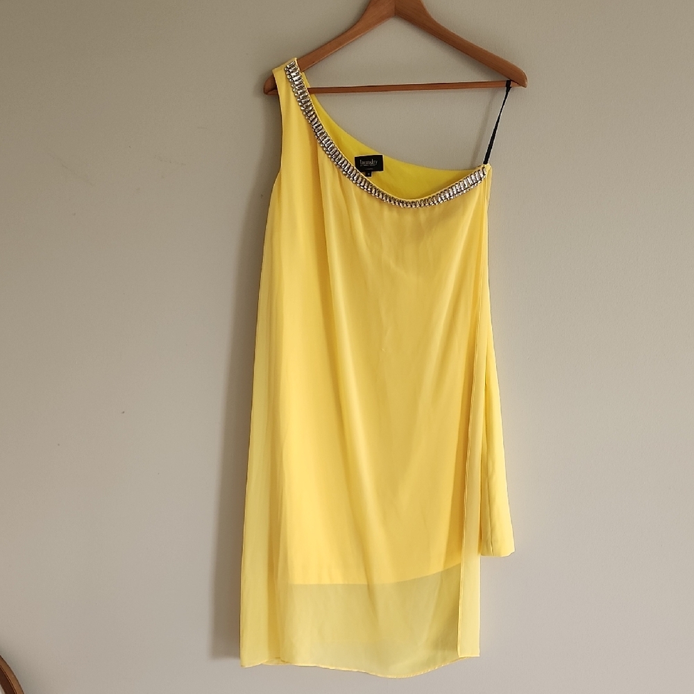 Laundry By Shelli Segal Yellow One-Shoulder Dress
